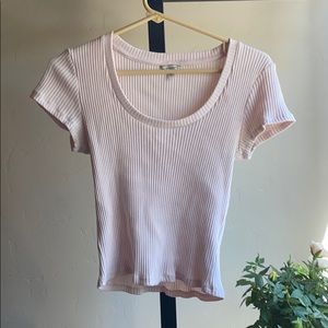 Blush Pink Fitted U-Neck Tee